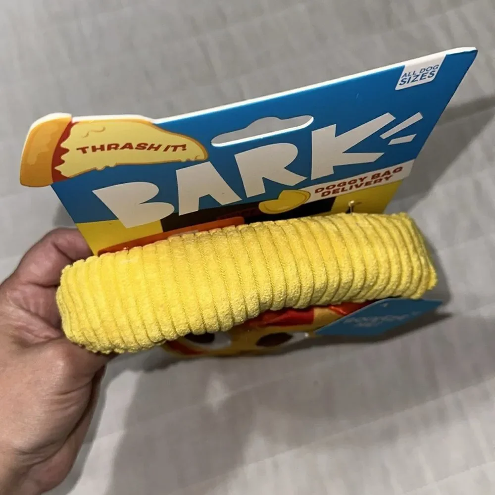 BARK All dog sizes Squeaky Plush Corduroy Faux Fur Pizza Slice Dog Toy